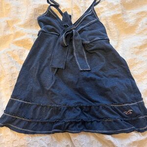 Y2K Hollister Dark Blue Tie-Front Tank Top